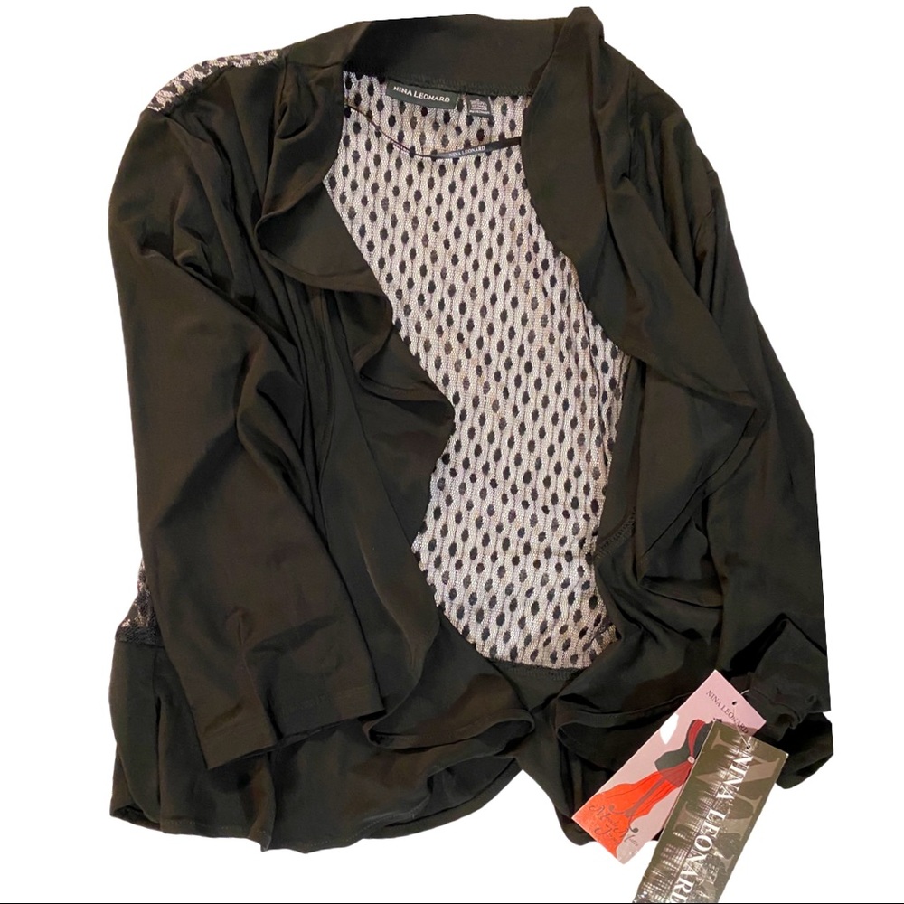 Lace Black cover up • Nina Leonard • Black Silky Feel Cover Up Thin Cardigan